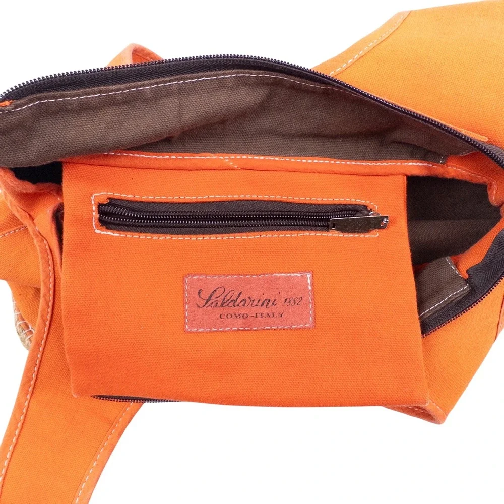 Baldinini 1882 Orange Canvas Espadrille Tote Bag Made in Italy